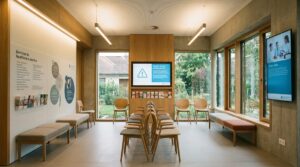 Modern European health clinic waiting room