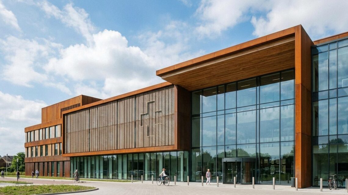 Modern European hospital building exterior