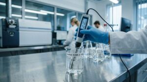 Water sample being tested in laboratory