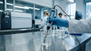 Water sample being tested in laboratory